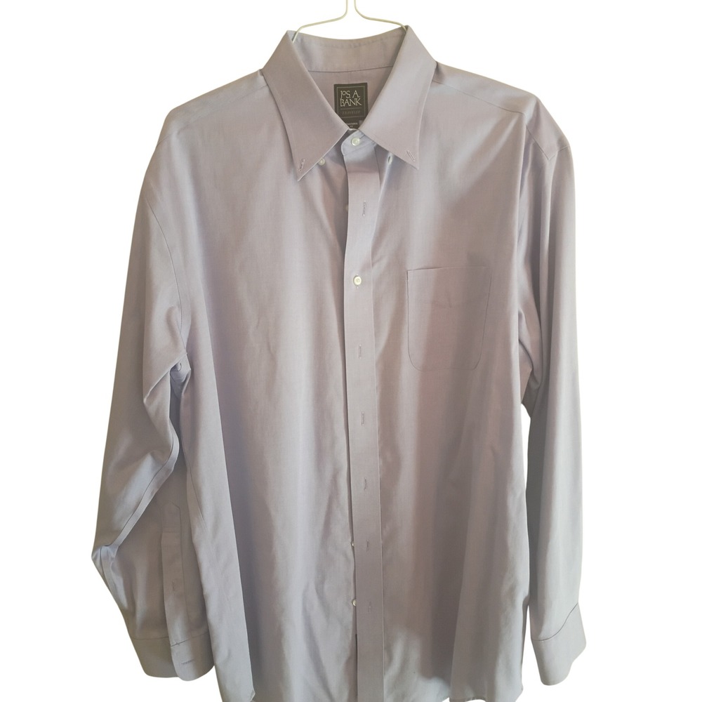 Jos. A. Bank Traveler Dress Shirt Mens 17-35 Purple Traditional Fit Cotton L/S